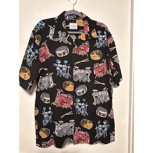 David Carvey "Kit Drums "Casual Shirt Multi Colored 55% Cotton 45% Rayon Size XL